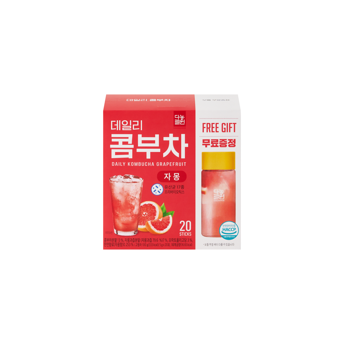 Danongwon Daily Kombucha Grapefruit - 20 Sticks + Bottle