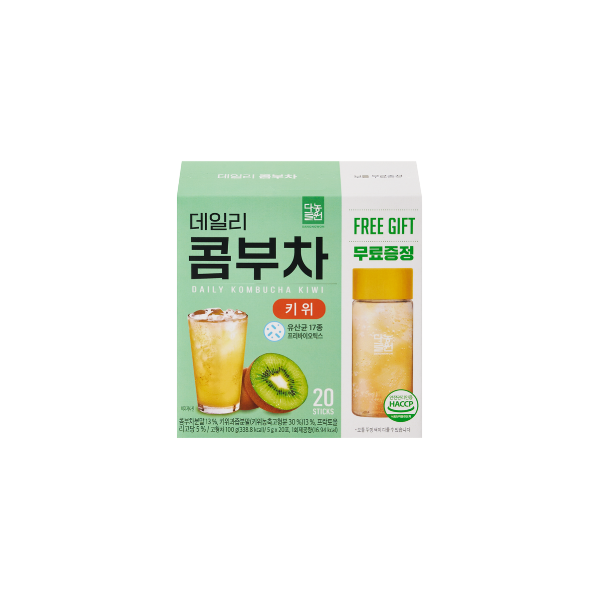 Danongwon Daily Kombucha Kiwi - 20 Sticks + Bottle