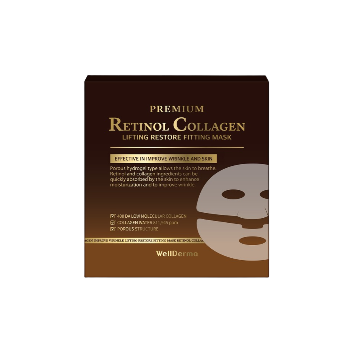 WellDerma Premium Retinol Collagen Lifting Restore Fitting Mask - 4 Sheets