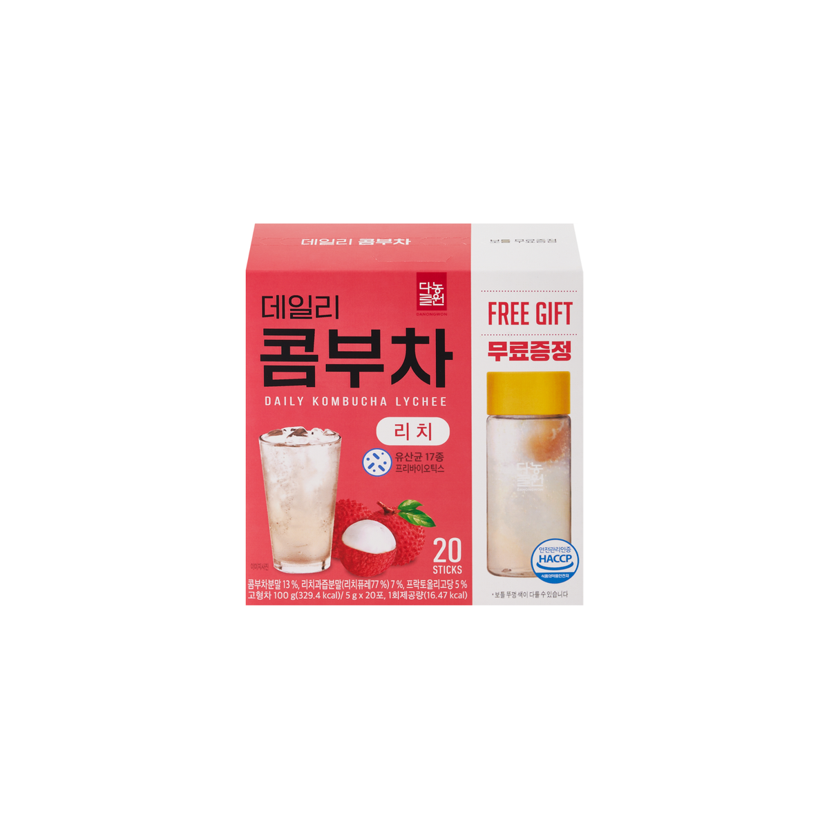 Danongwon Daily Kombucha Lychee - 20 Sticks + Bottle