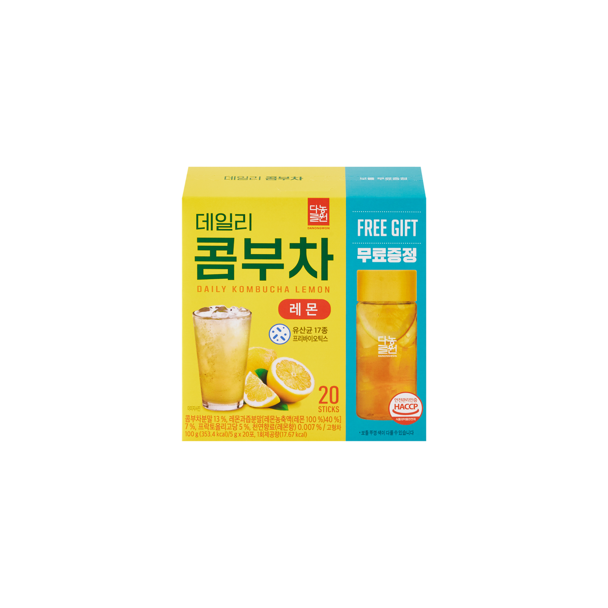 Danongwon Daily Kombucha Lemon - 20 Sticks + Bottle