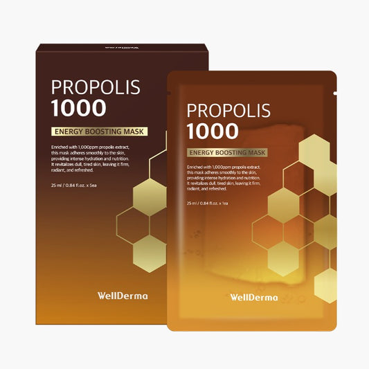 Wellderma Propolis 1000 Energy Boosting Sheet Mask – 25ml*5Sheets