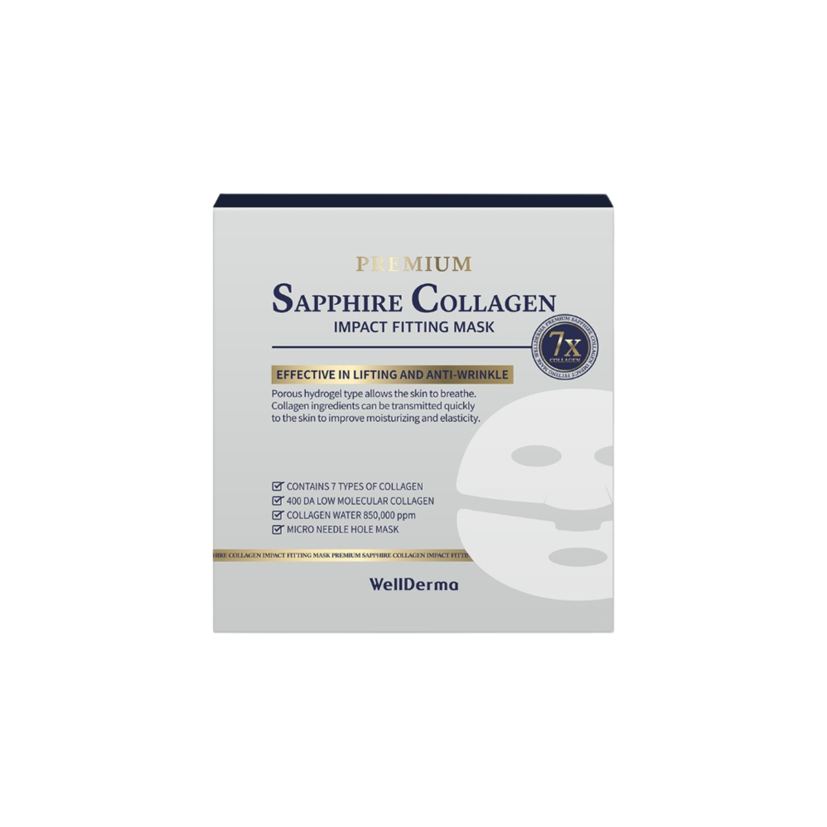 WellDerma Premium Sapphire Collagen Impact Fitting Mask - 4 sheet