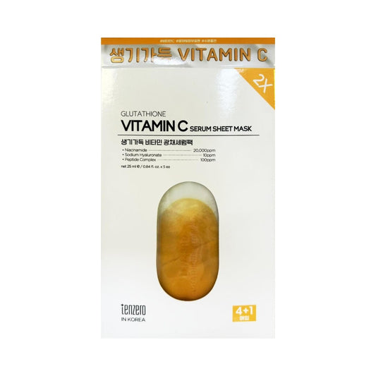 Tenzero GLUTATHIONE VITAMIN C SERUM SHEET MASK - 25ml*5ea