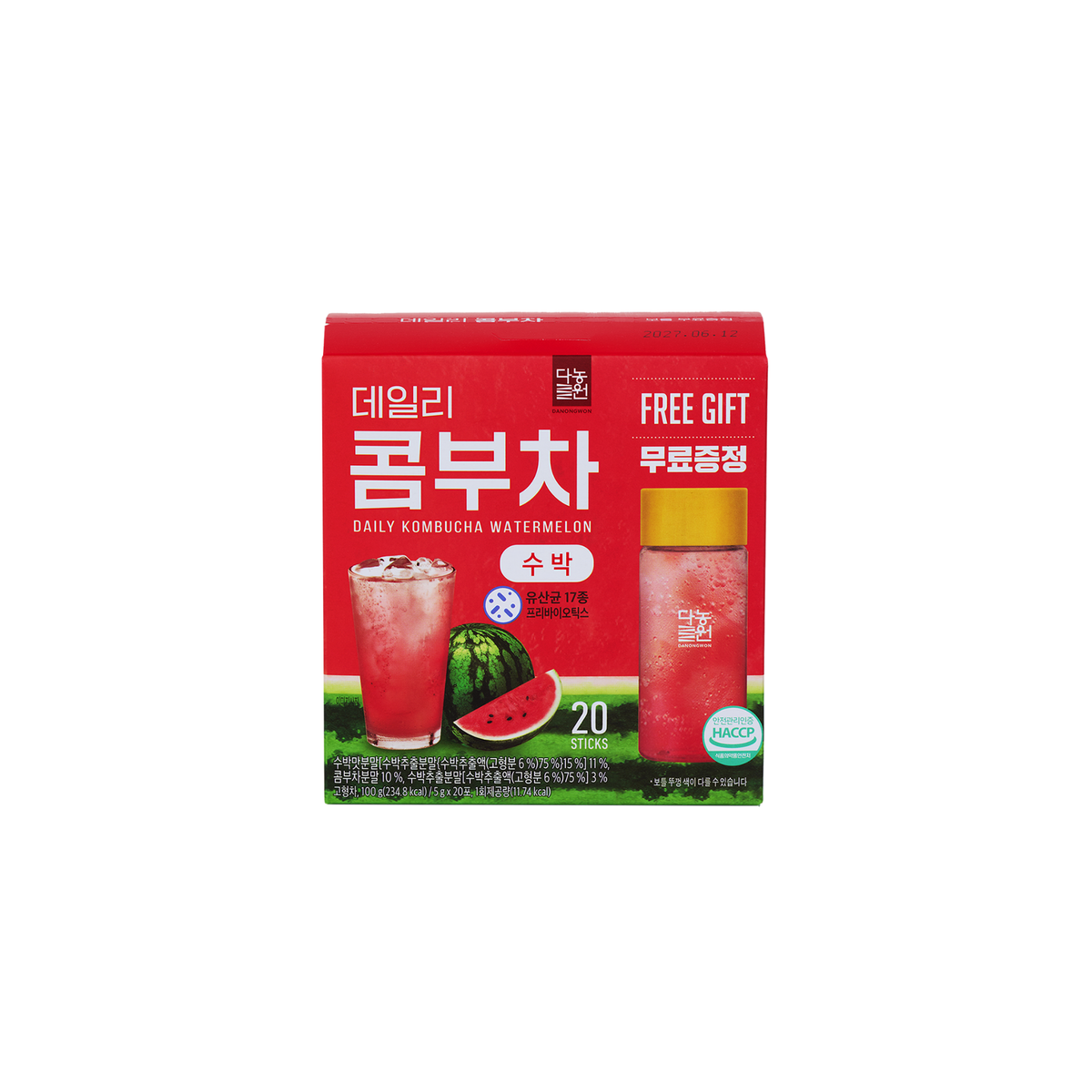 Danongwon Daily Kombucha Watermelon - 20 Sticks + Bottle