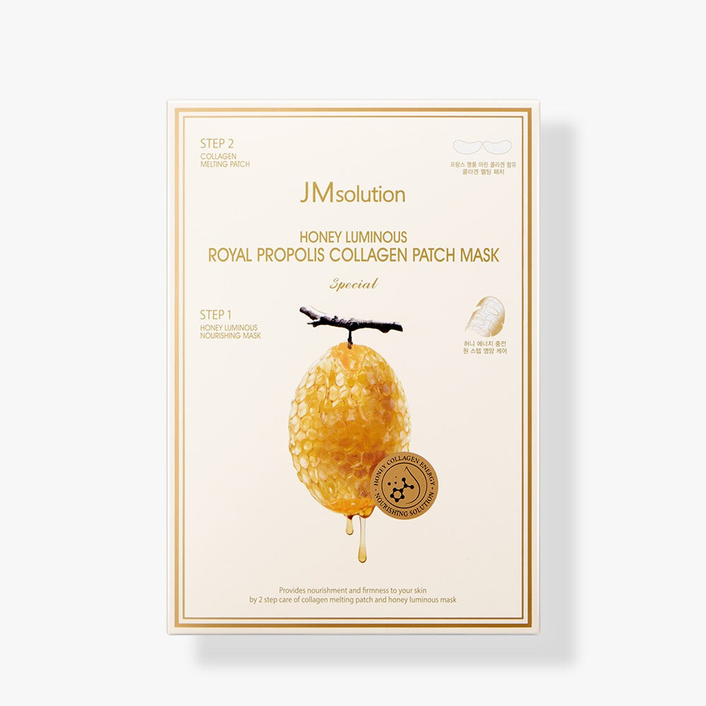 JMSolution honey luminous royal propolis collagen patch mask special - (Step1-30ml,Step2-8.5mg*2ea)*5